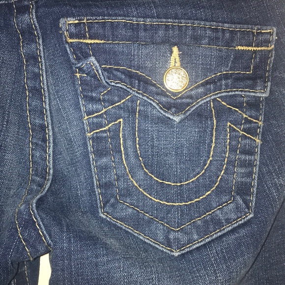 True Religion Joey Disco Gold Big T Jeans - Picture 4 of 8